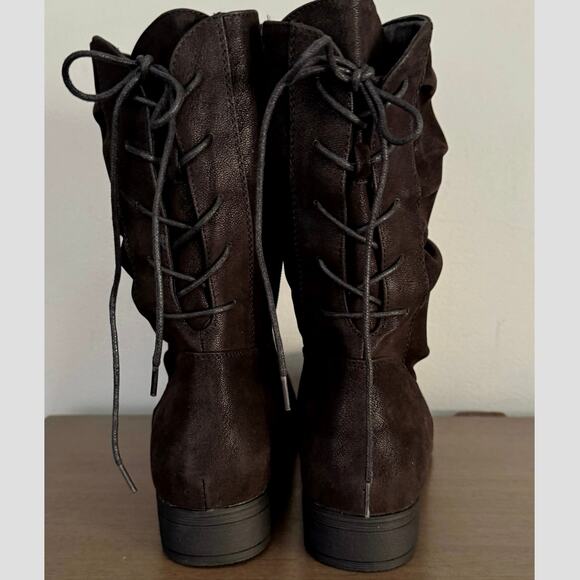 NEW Women’s Sz 9 XW Black Calf Boots – Low Heel Inside Zip Slouchy Lace-Up Backs - Picture 14 of 14